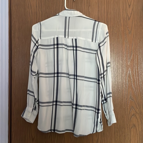 White and blueish gray plaid button down - Picture 2 of 3
